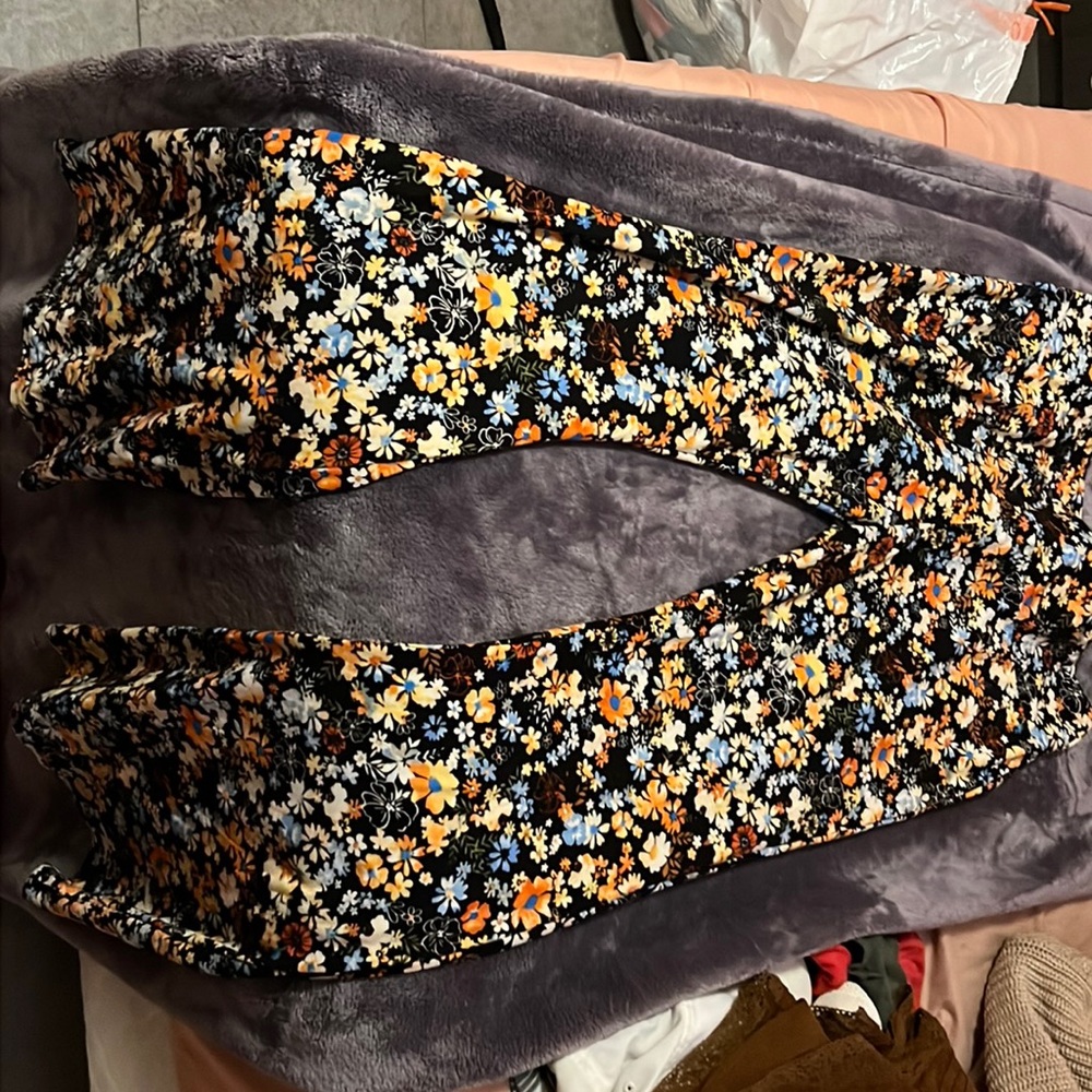 floral bootcut leggings